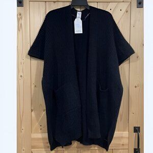 New: OS Women's Thick Rib Knit Sweater Cape w/ Pockets